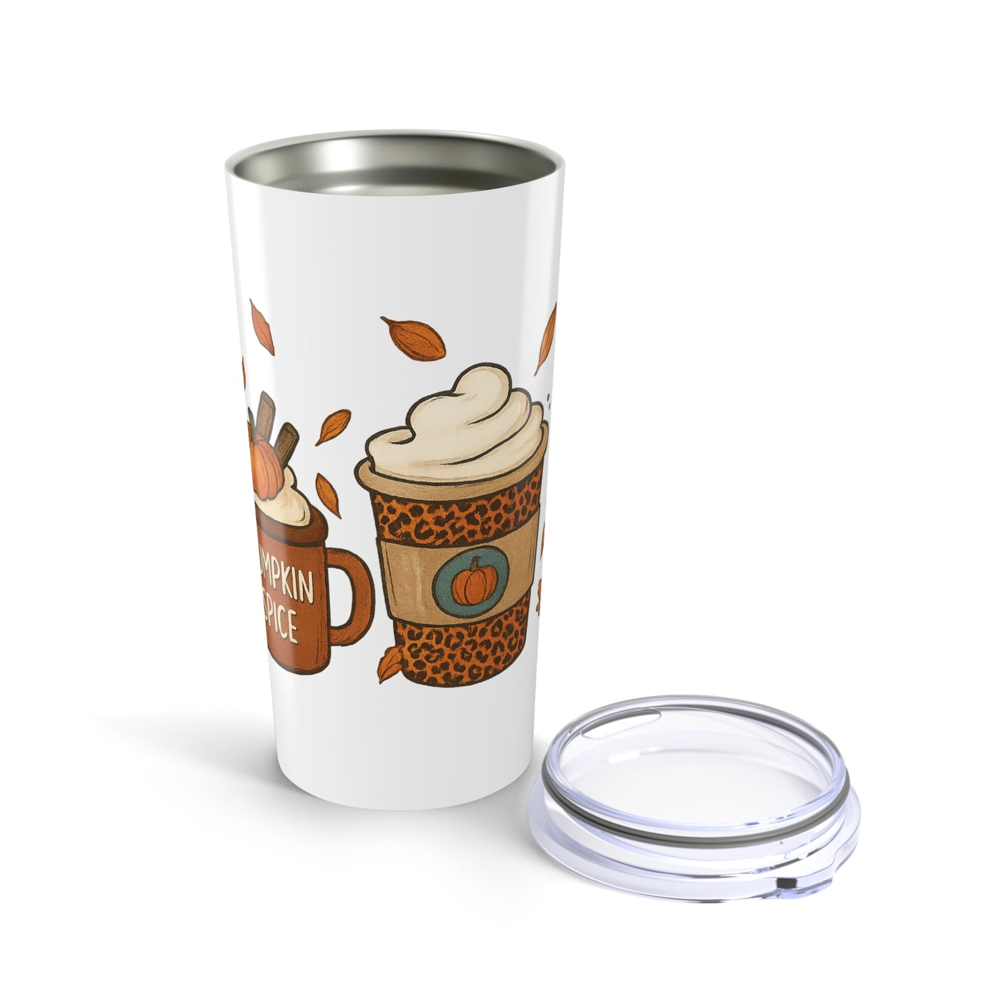 Pumpkin Spice Tumbler | Fall Coffee Travel Cup | Leopard Print Pumpkin Latte Stainless Steel Tumbler