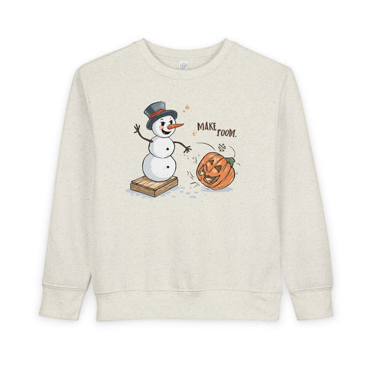 “Make Room” Fall-to-Winter Humorous Toddler Sweatshirt – Cozy Kids Crewneck