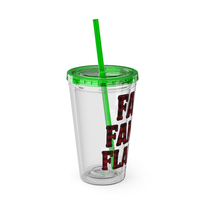 Faith, Family & Flannel Acrylic Tumbler with Straw | Christian Buffalo Plaid Cup (9 Color Options)
