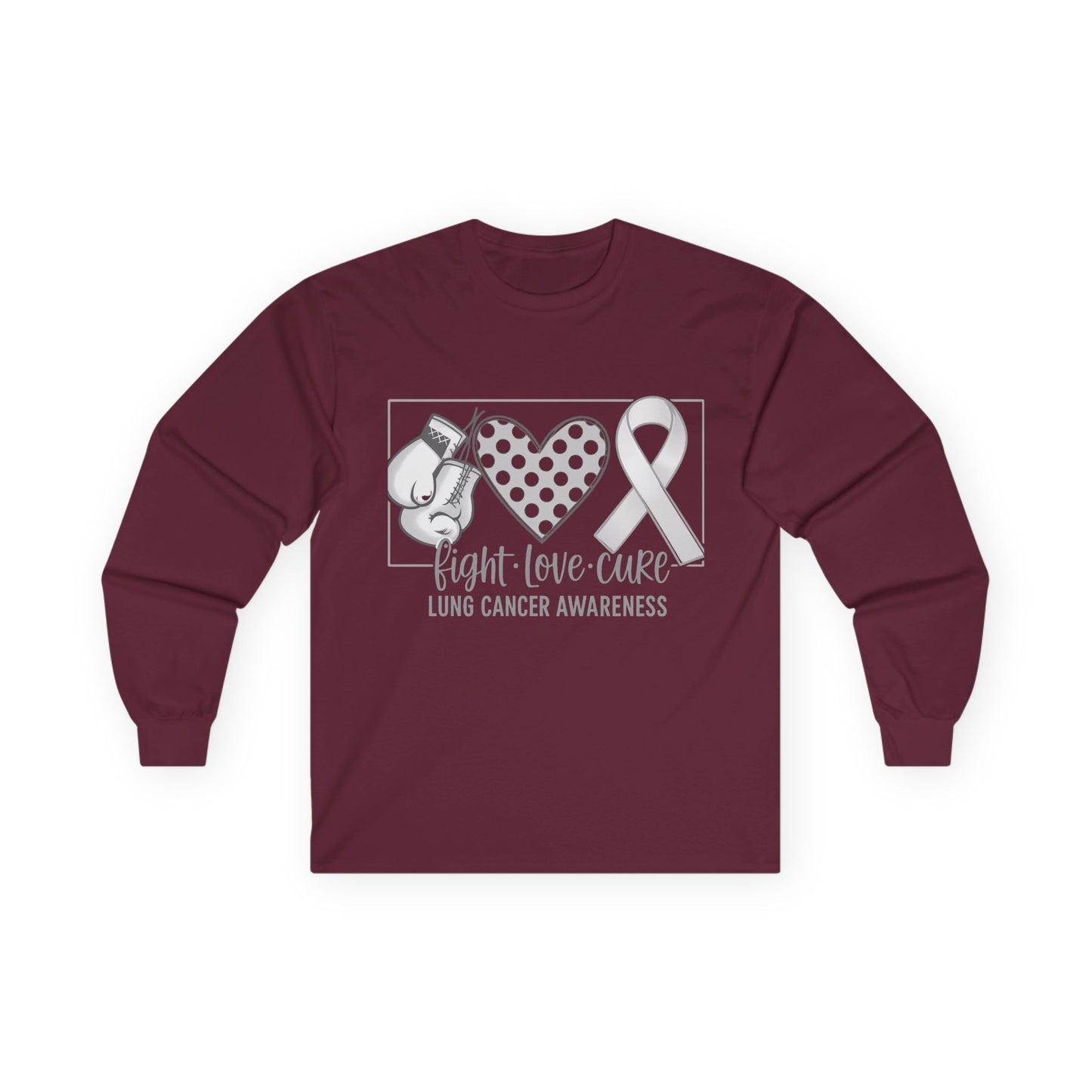 Fight Love Cure Lung Cancer Awareness Long Sleeve Shirt | Unisex Graphic Tee