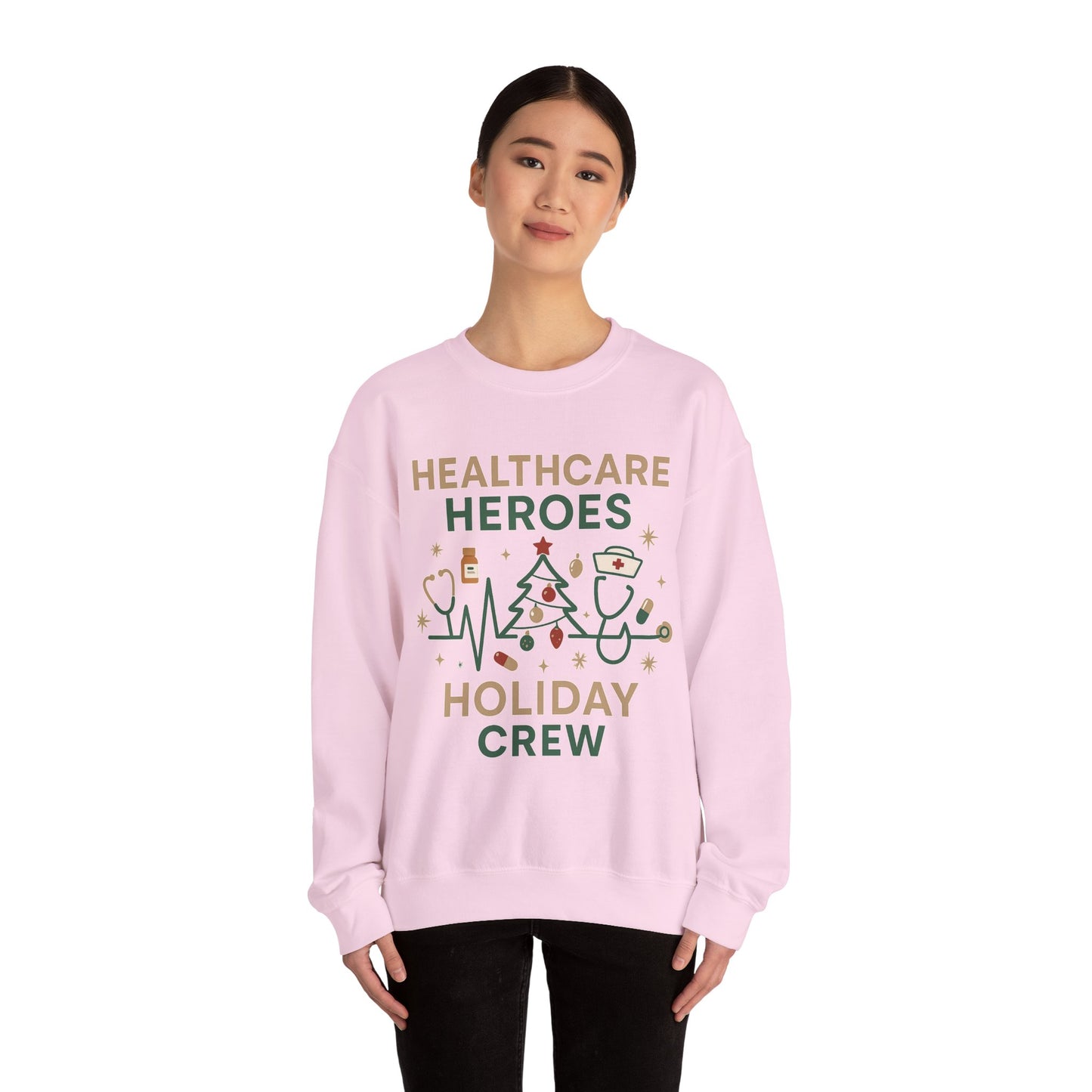Healthcare Heroes Holiday Crewneck Sweatshirt | Nurse & Medical Staff Christmas Sweater (10 Colors)