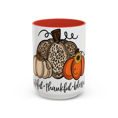 Grateful Thankful Blessed Accent Mug – Fall Coffee Cup (11oz & 15oz)