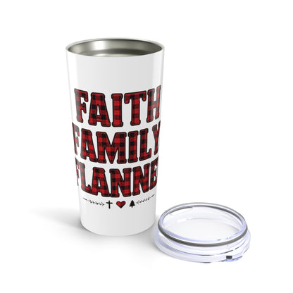Faith, Family & Flannel Stainless Steel Tumbler | Insulated Travel Mug with Lid (20oz)