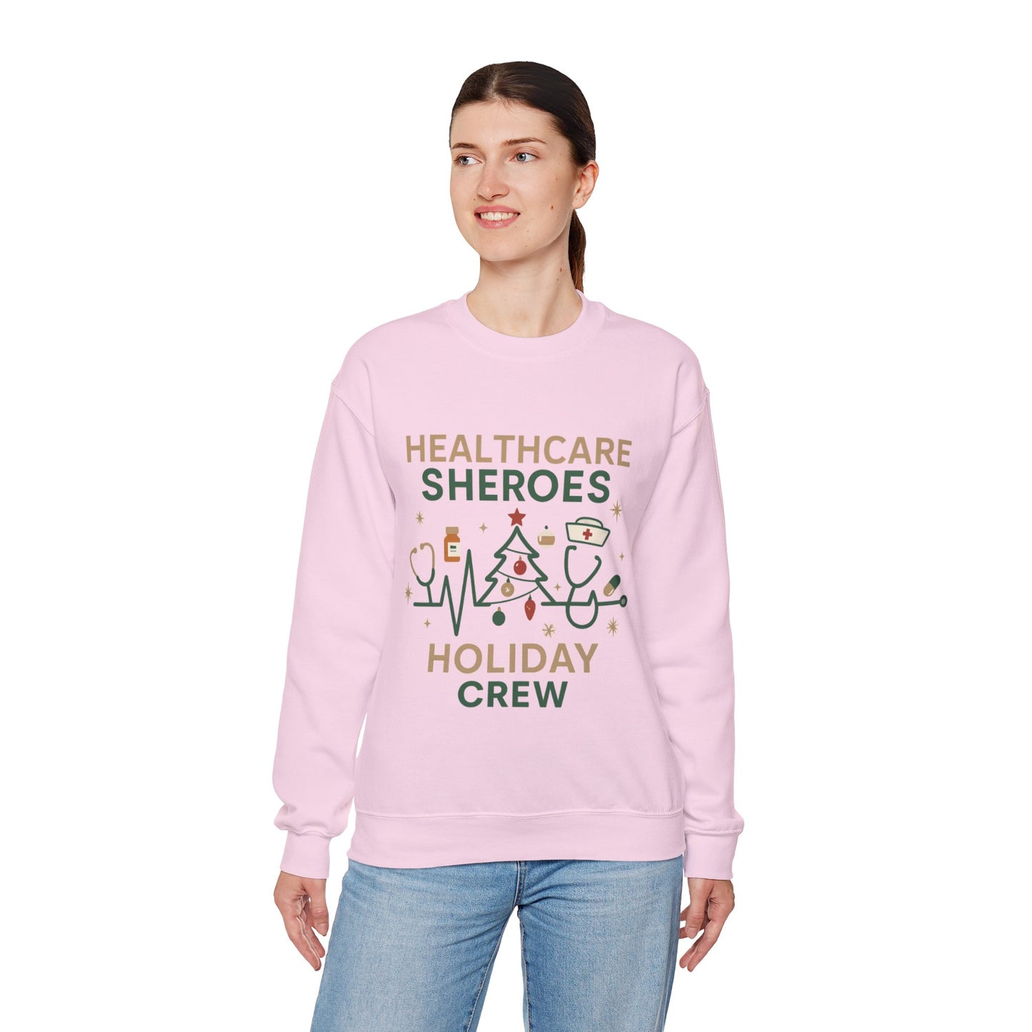 Healthcare Sheroes Holiday Crewneck Sweatshirt | Christmas Nurse & Medical Staff Gift (10 Colors)