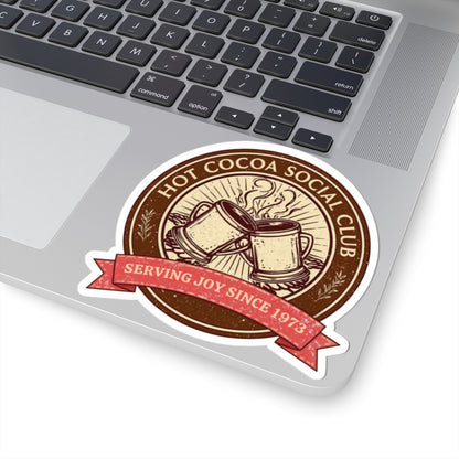 Hot Cocoa Social Club Sticker | Vintage Holiday Cocoa Club Decal | Cozy Christmas Aesthetic