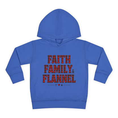 Faith, Family & Flannel Toddler Hoodie | Cozy Christian Fall & Holiday Sweatshirt (15 Colors)