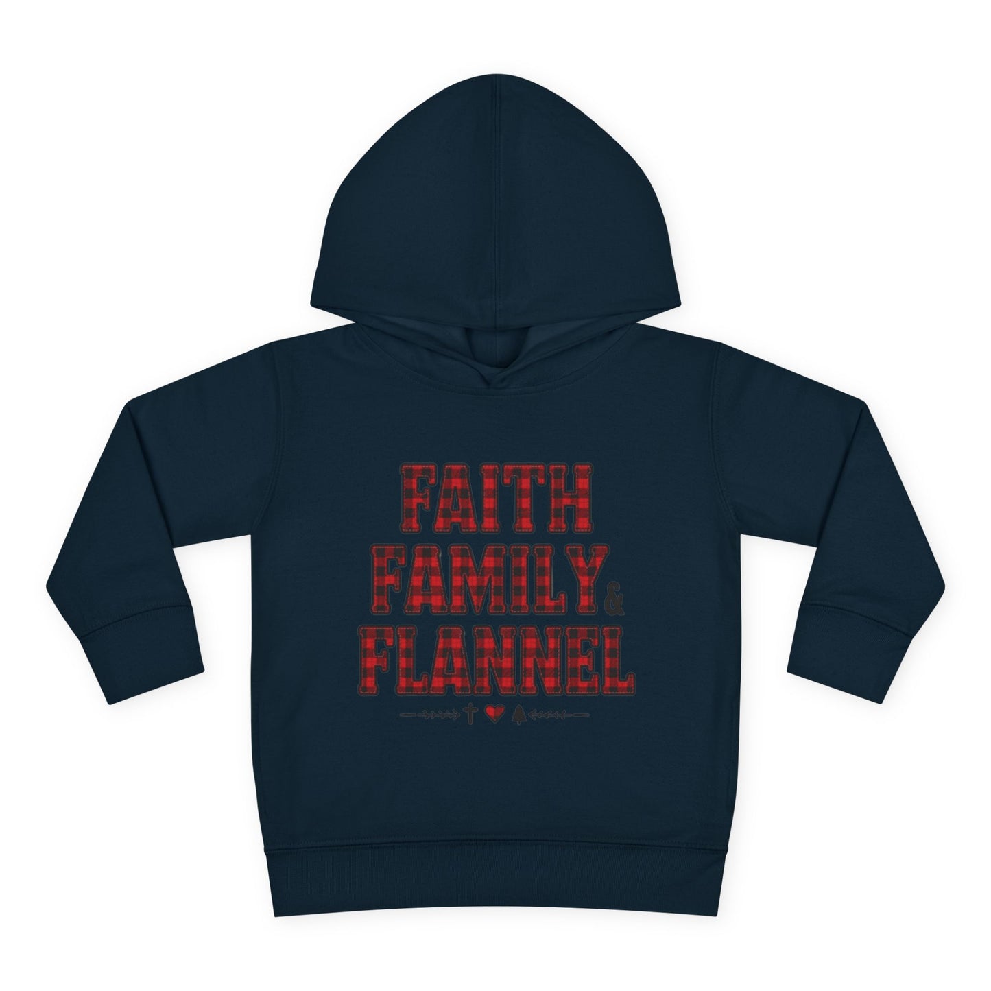 Faith, Family & Flannel Toddler Hoodie | Cozy Christian Fall & Holiday Sweatshirt (15 Colors)