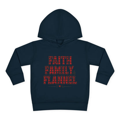 Faith, Family & Flannel Toddler Hoodie | Cozy Christian Fall & Holiday Sweatshirt (15 Colors)