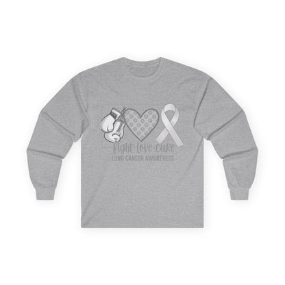 Fight Love Cure Lung Cancer Awareness Long Sleeve Shirt | Unisex Graphic Tee