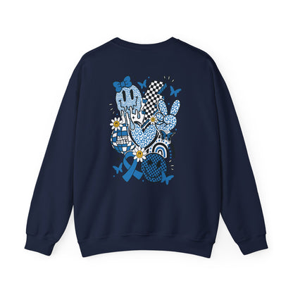Diabetes Awareness Crewneck Sweatshirt | Blue Ribbon Graffiti Design (9 Colors)
