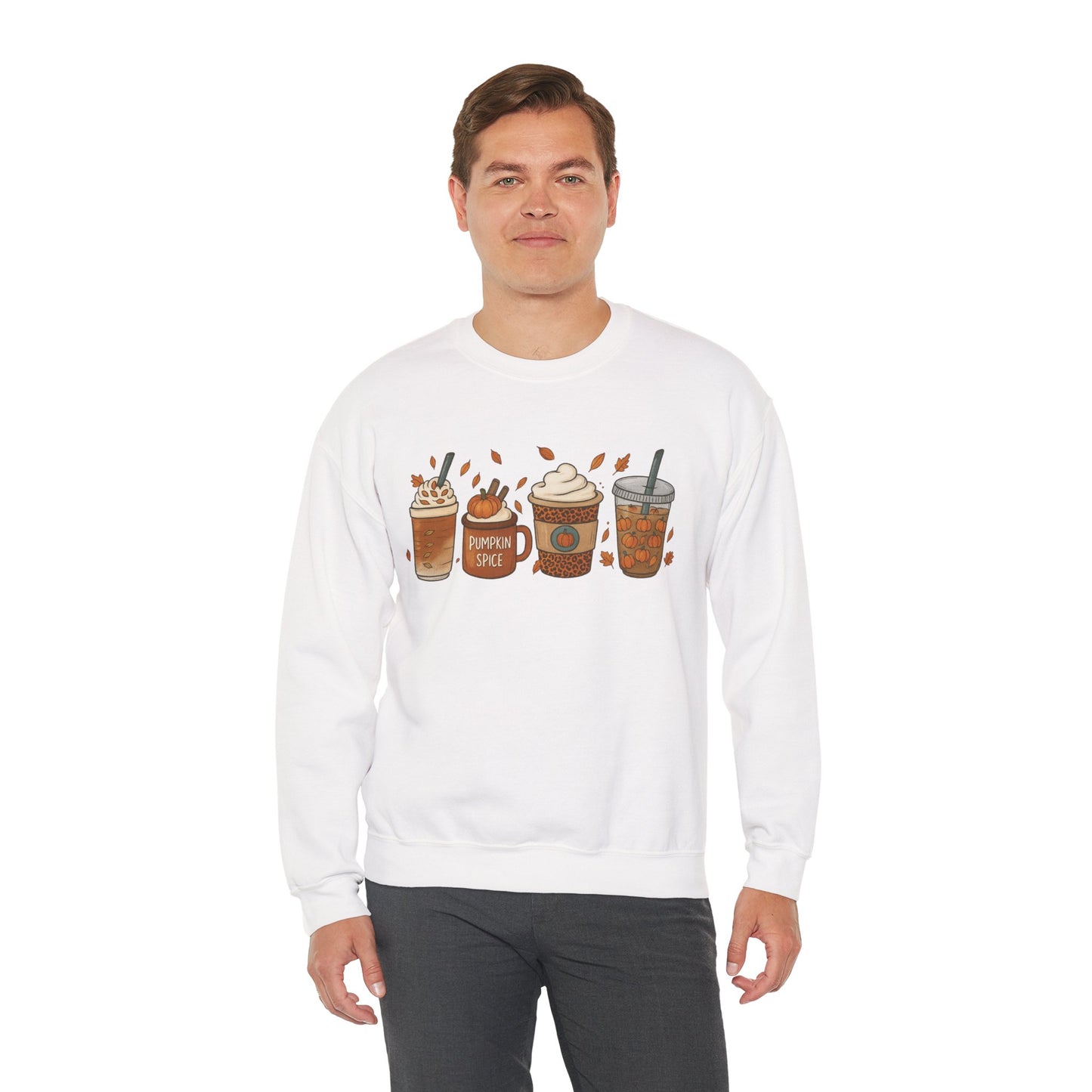 Pumpkin Spice Crewneck Sweatshirt – Cozy Fall Coffee Lover Pullover (10 Colors)
