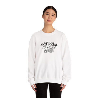 “Members Only Anti Social Book Club” Embroidered Crewneck