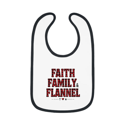 Faith, Family & Flannel Baby Bib — Plaid Nursery Bib for Newborns & Toddlers