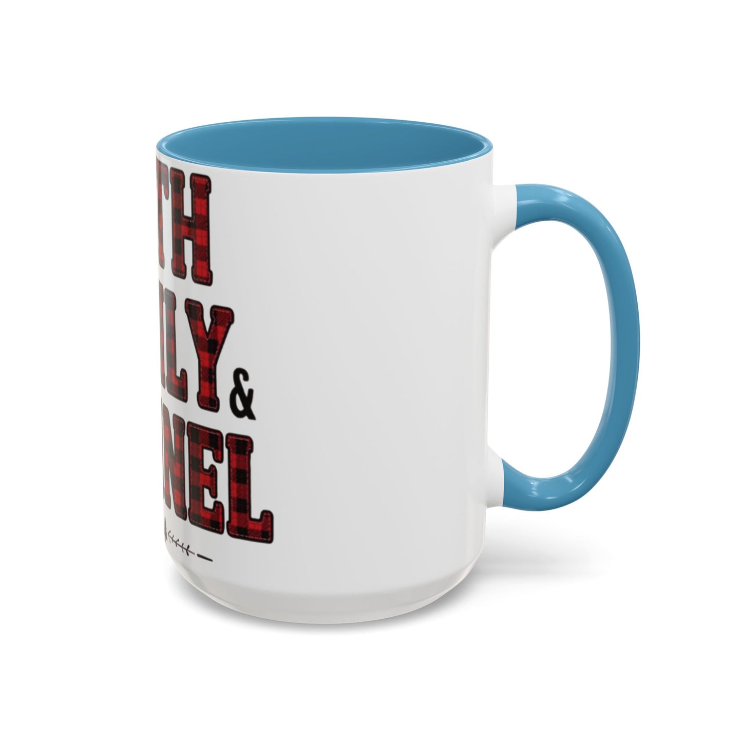 Faith, Family & Flannel Accent Mug | 11oz & 15oz Christian Coffee Cup (Multiple Colors)