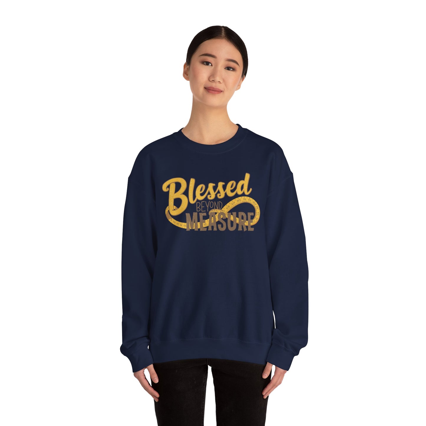 Blessed Beyond Measure Crewneck Sweatshirt – Cozy Faith & Gratitude Sweater (9 Color Options)