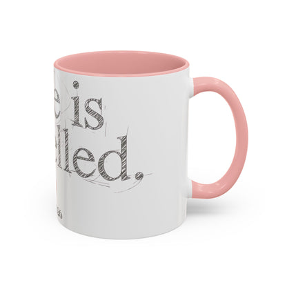 “Love Is Cancelled” Accent Mug | Personalized EST. Date Anti-Valentine Coffee Mug