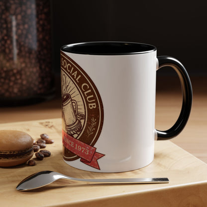 Hot Cocoa Social Club Accent Mug | Vintage Holiday Coffee Cup (11oz & 15oz, Multiple Colors)