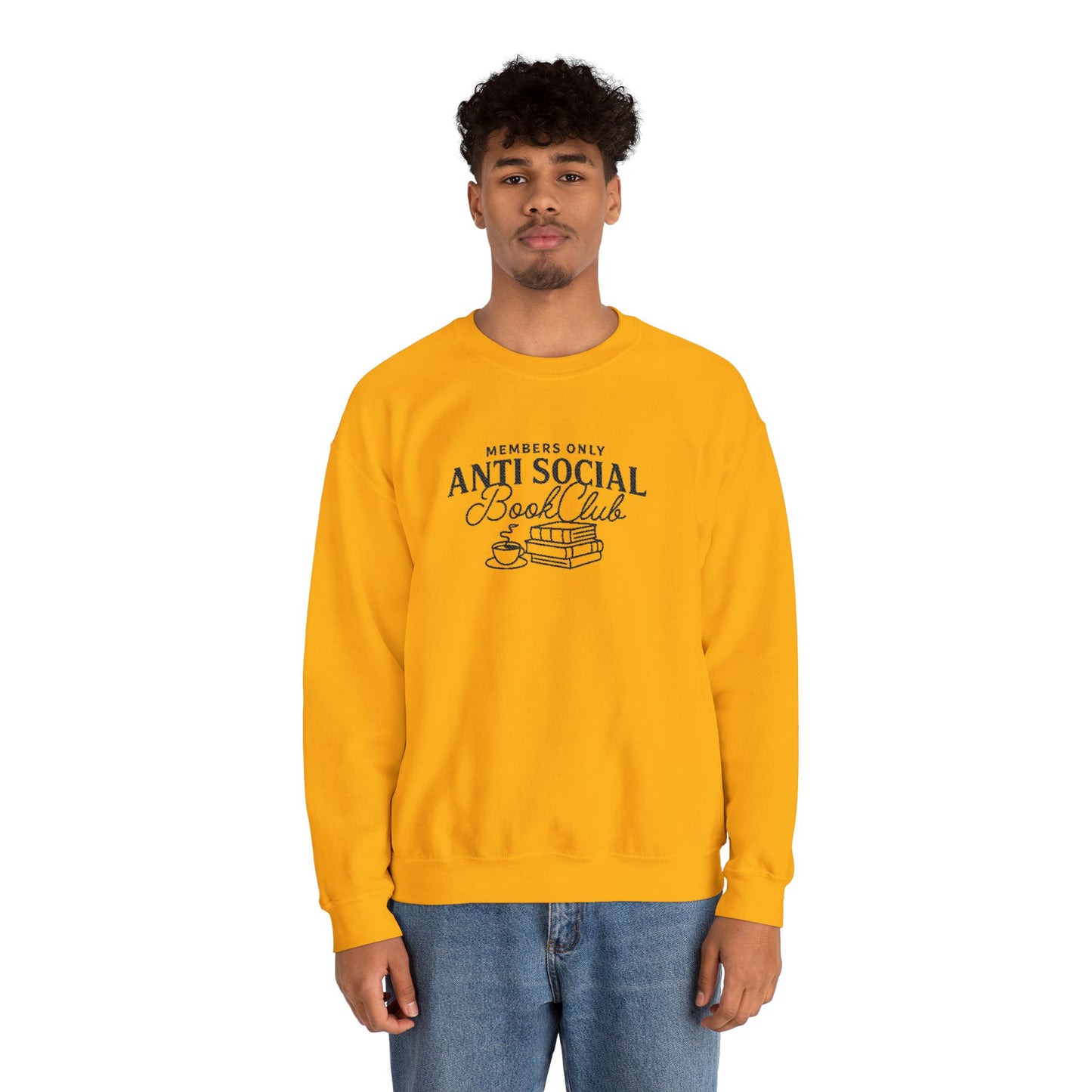 “Members Only Anti Social Book Club” Embroidered Crewneck