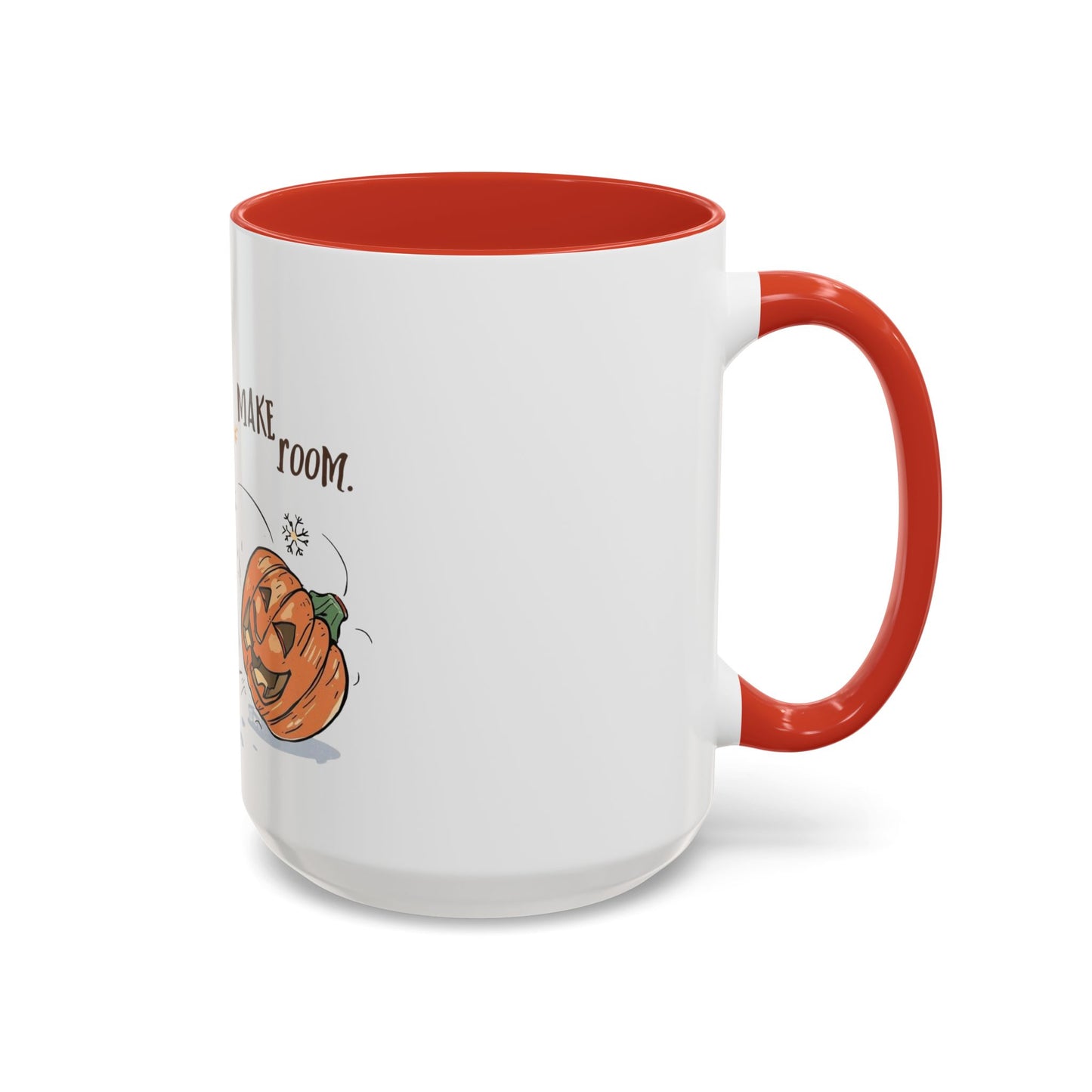 Winter to Fall Humor Mug – “Make Room” Snowman & Pumpkin Mug