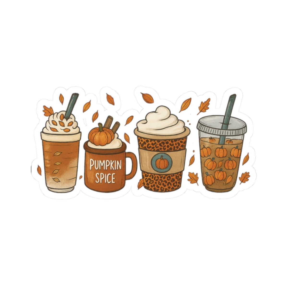 Pumpkin Spice Sticker | Fall Coffee Cup Sticker | Cozy Autumn Aesthetic Laptop & Tumbler Decal (4 Sizes)