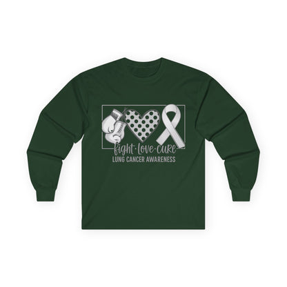 Fight Love Cure Lung Cancer Awareness Long Sleeve Shirt | Unisex Graphic Tee