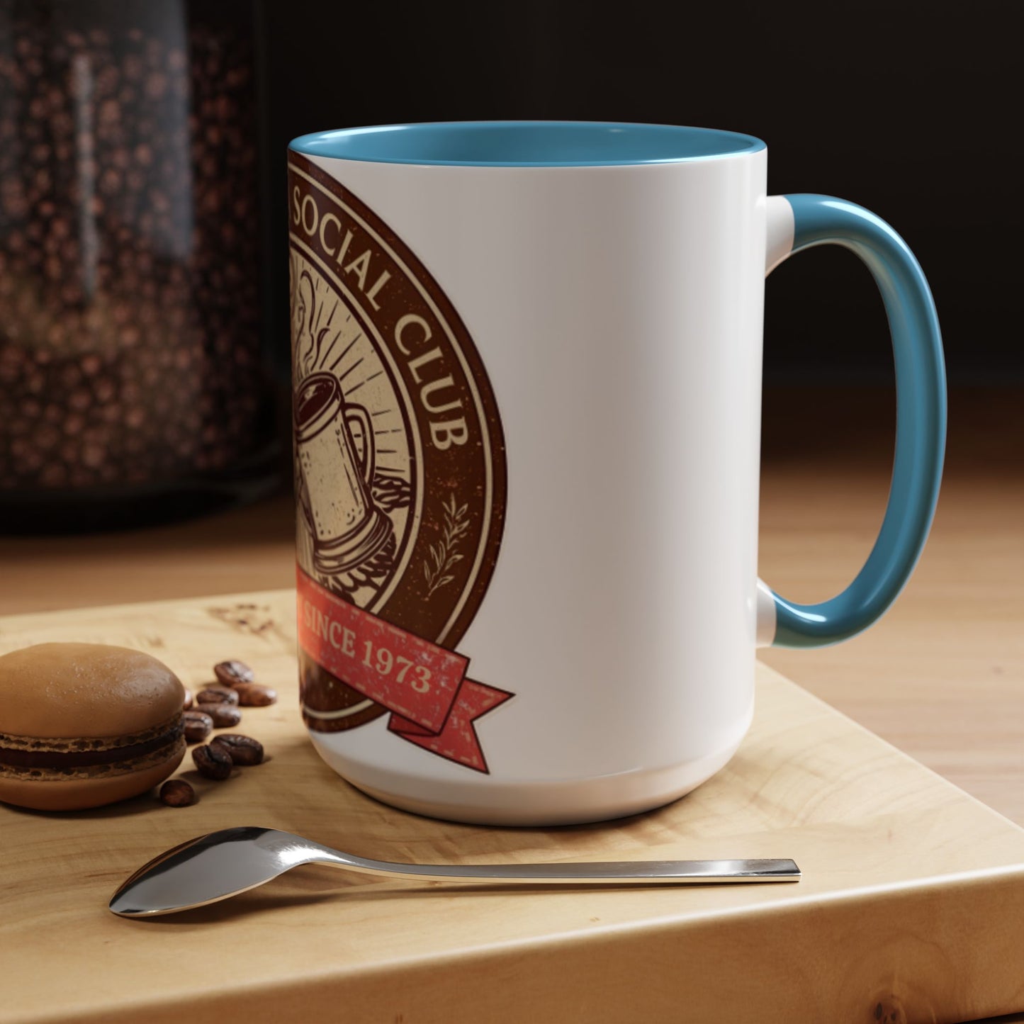Hot Cocoa Social Club Accent Mug | Vintage Holiday Coffee Cup (11oz & 15oz, Multiple Colors)