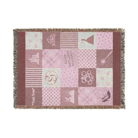 Glinda-Inspired Woven Blanket | Wicked Themed “Toss Toss” Pink Throw in 3 Sizes (51"x37", 60"x50", 80"x60")
