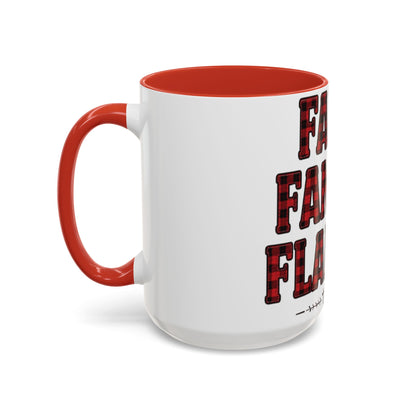 Faith, Family & Flannel Accent Mug | 11oz & 15oz Christian Coffee Cup (Multiple Colors)