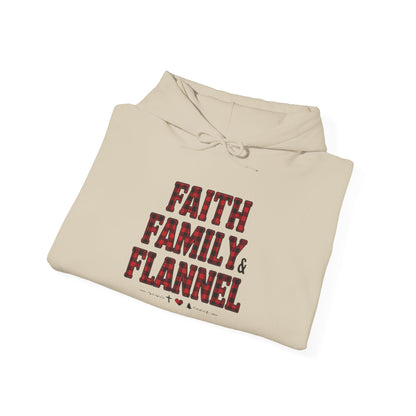 Faith, Family & Flannel Adult Hoodie | Cozy Christian Fall & Holiday Sweatshirt (8 Colors)