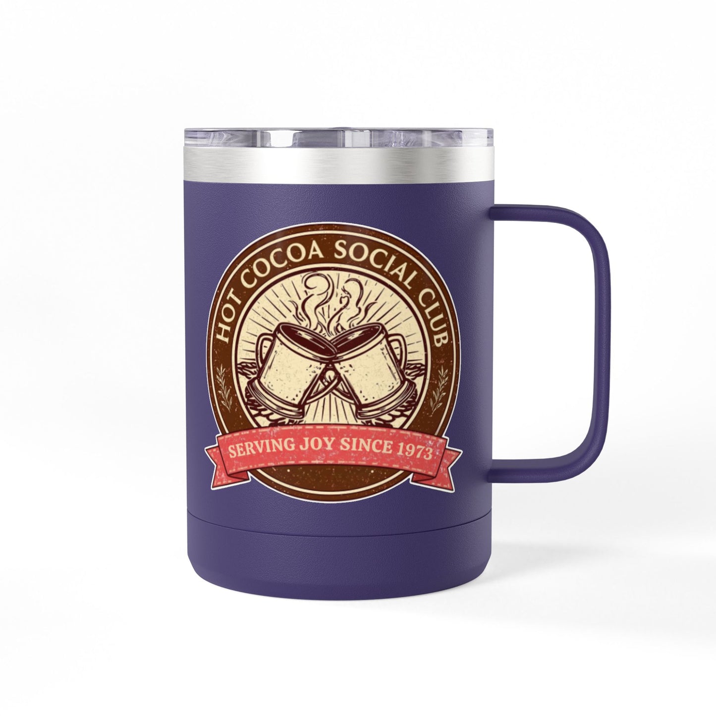 Hot Cocoa Social Club Insulated Coffee Tumbler | Cozy Vintage Mug | Double-Wall Stainless Steel Holiday Drinkware