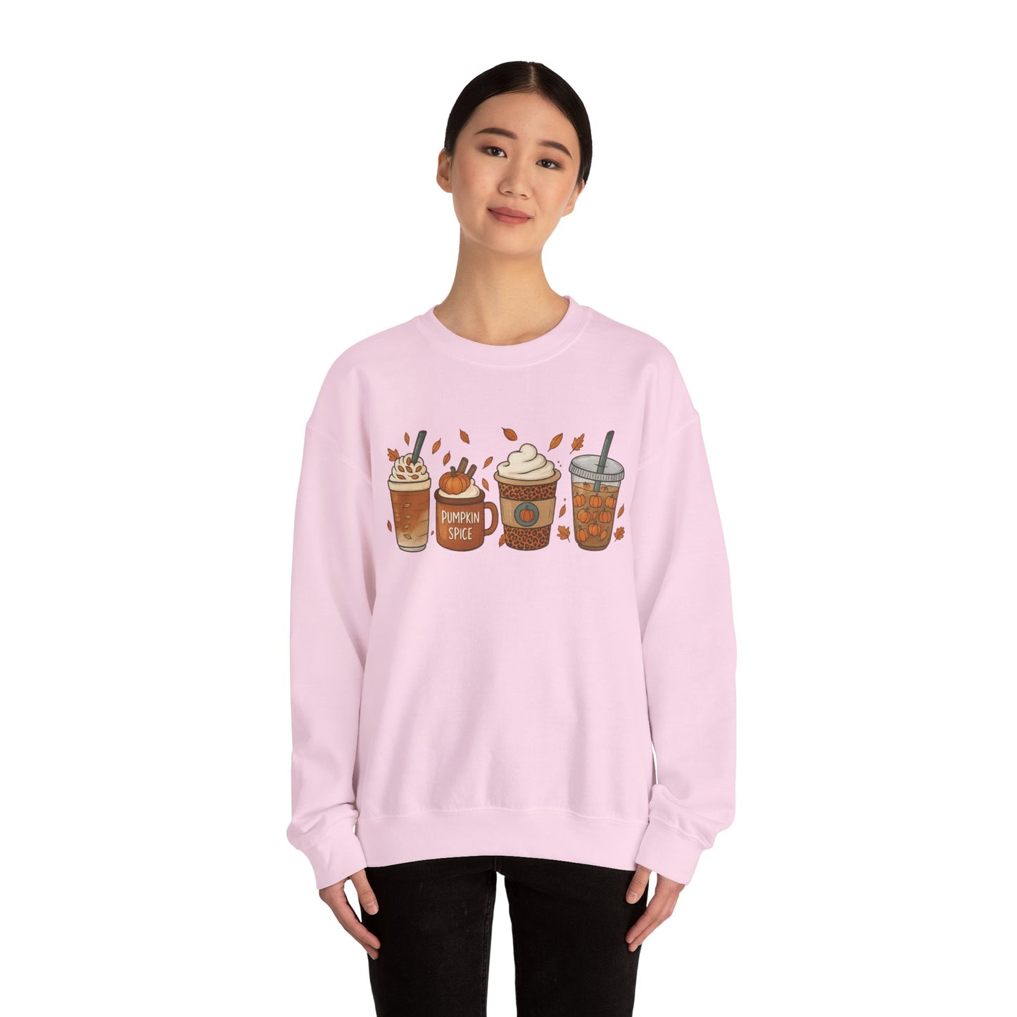 Pumpkin Spice Crewneck Sweatshirt – Cozy Fall Coffee Lover Pullover (10 Colors)