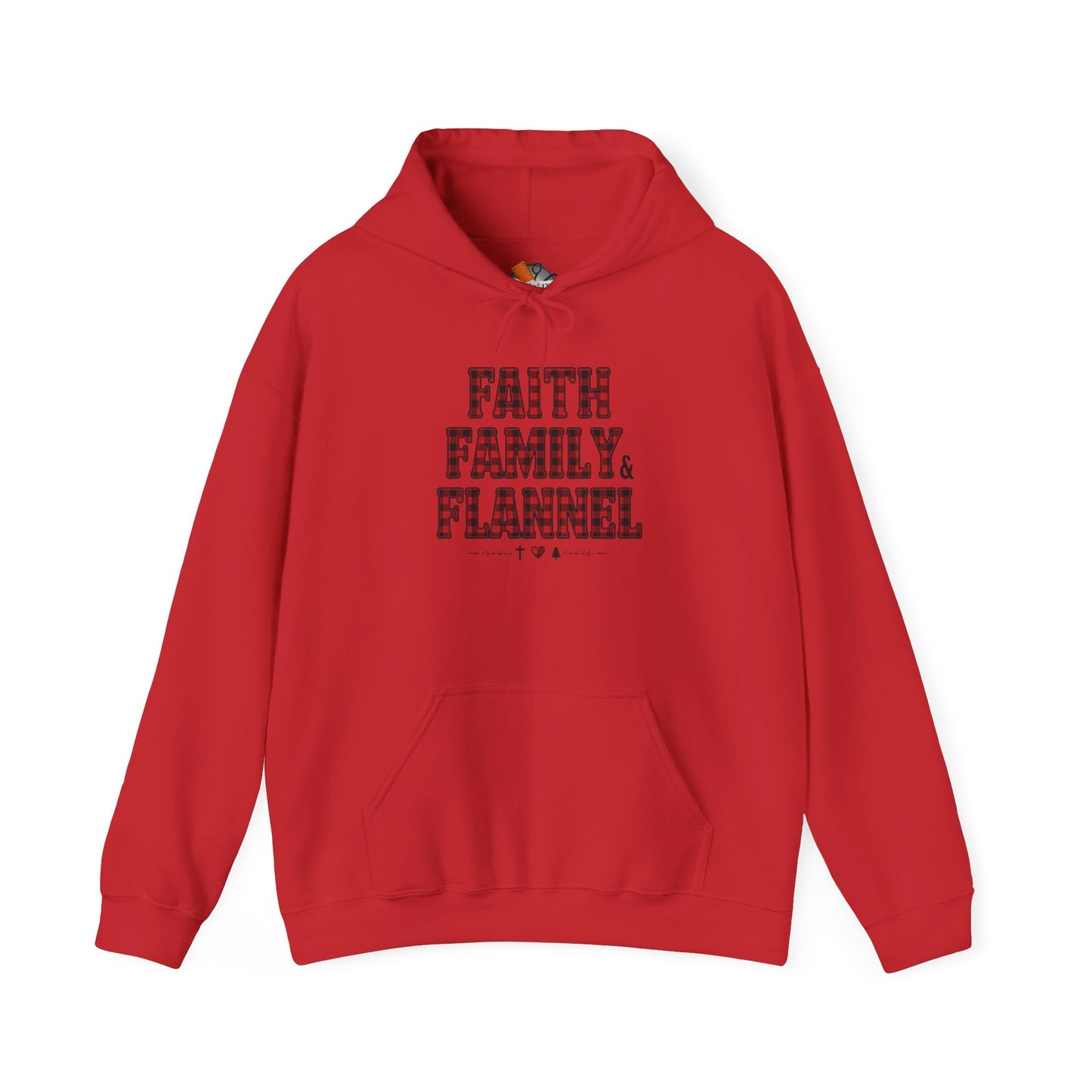 Faith, Family & Flannel Adult Hoodie | Cozy Christian Fall & Holiday Sweatshirt (8 Colors)