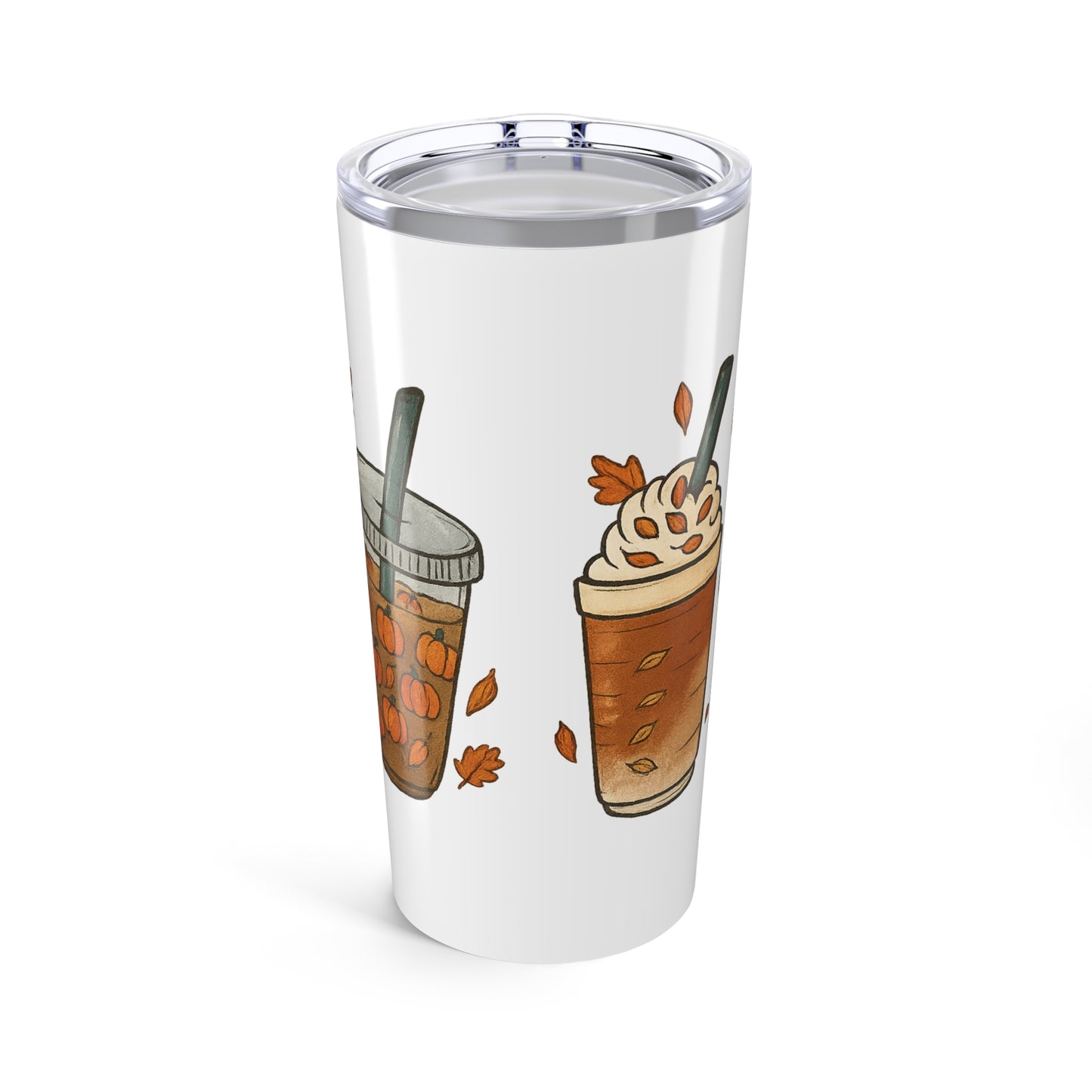 Pumpkin Spice Tumbler | Fall Coffee Travel Cup | Leopard Print Pumpkin Latte Stainless Steel Tumbler