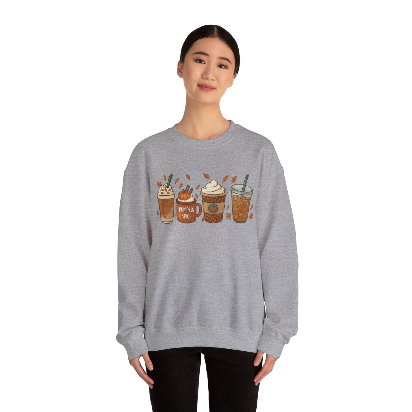 Pumpkin Spice Crewneck Sweatshirt – Cozy Fall Coffee Lover Pullover (10 Colors)