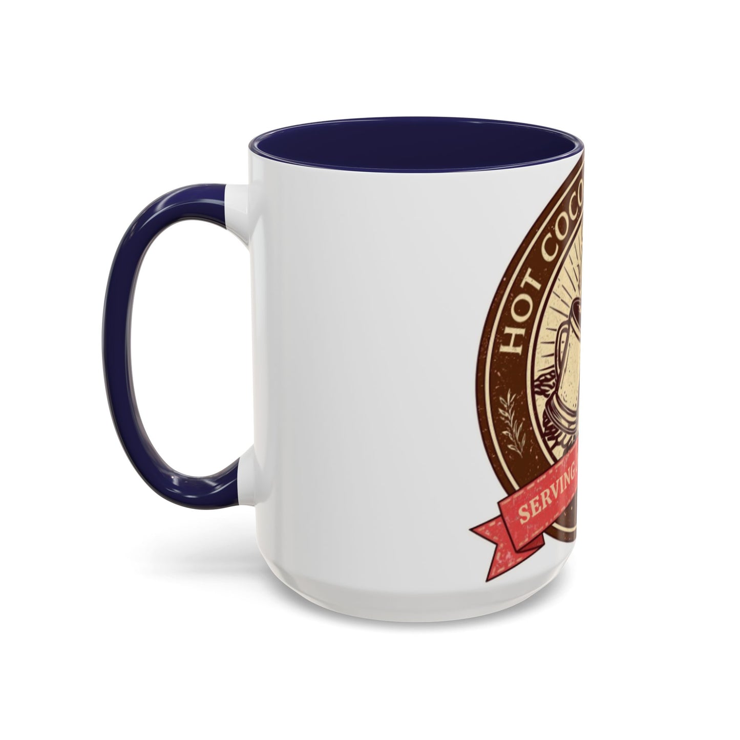 Hot Cocoa Social Club Accent Mug | Vintage Holiday Coffee Cup (11oz & 15oz, Multiple Colors)