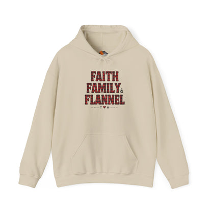 Faith, Family & Flannel Adult Hoodie | Cozy Christian Fall & Holiday Sweatshirt (8 Colors)
