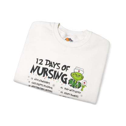 12 Days of Nursing Christmas Crewneck Sweatshirt | Funny Nurse Holiday Sweatshirt (8 Color Options)