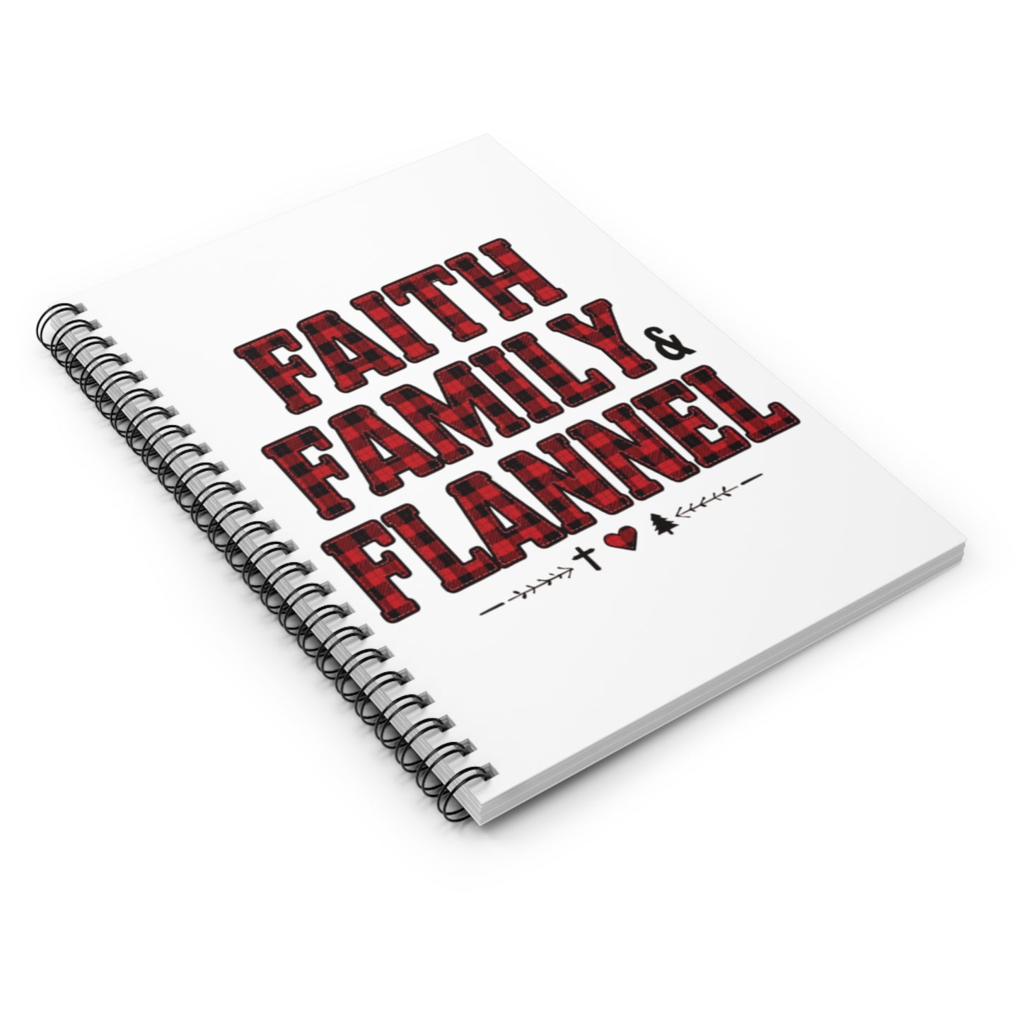 Faith, Family & Flannel Spiral Notebook | Rustic Plaid Christian Journal | Cozy Holiday Gift