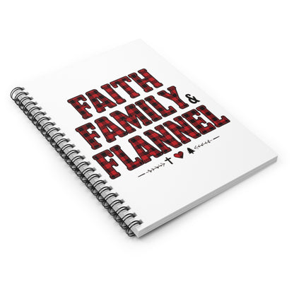 Faith, Family & Flannel Spiral Notebook | Rustic Plaid Christian Journal | Cozy Holiday Gift