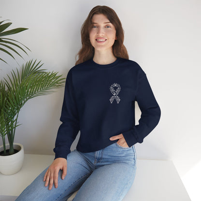 Lung Cancer Awareness Heart Ribbon Crewneck Sweatshirt – Support & Strength Sweater (8 Color Options)