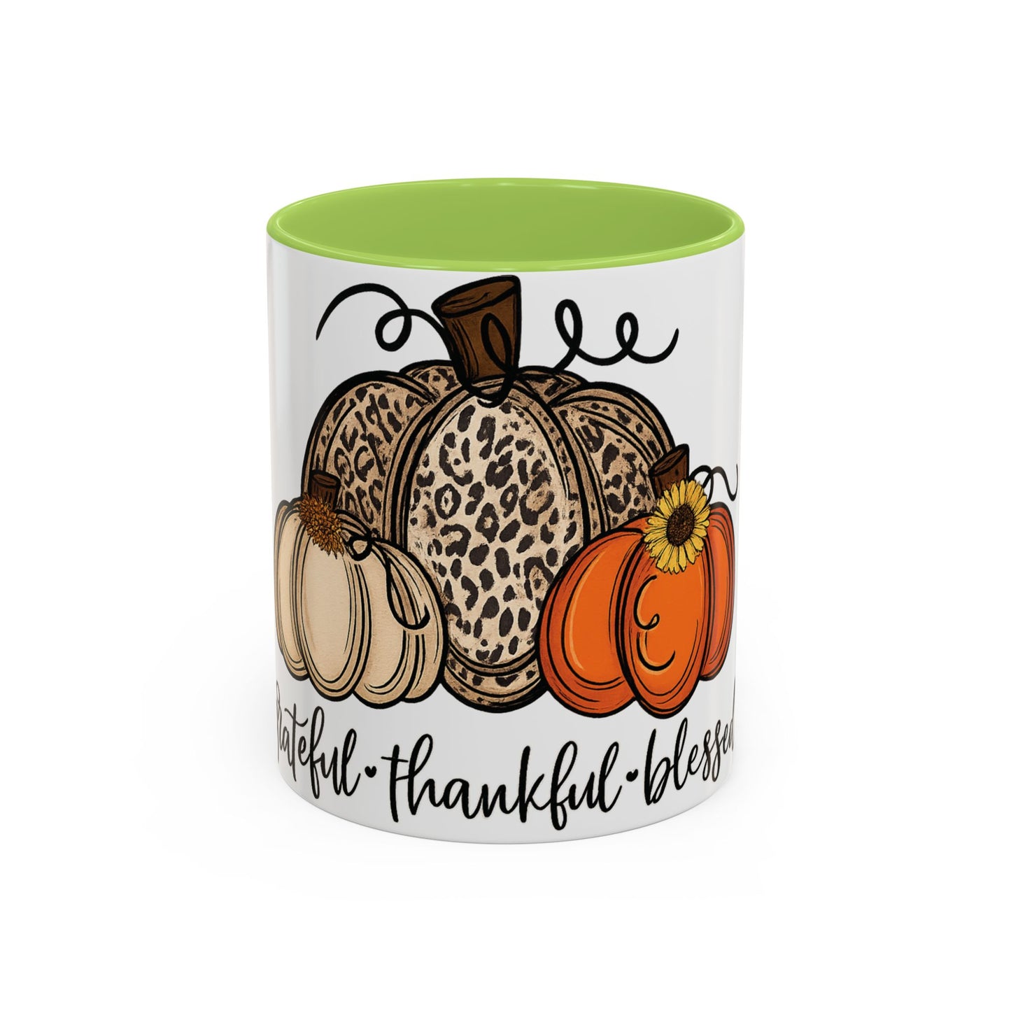 Grateful Thankful Blessed Accent Mug – Fall Coffee Cup (11oz & 15oz)