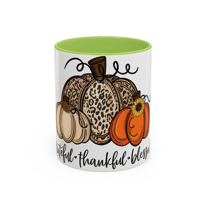 Grateful Thankful Blessed Accent Mug – Fall Coffee Cup (11oz & 15oz)
