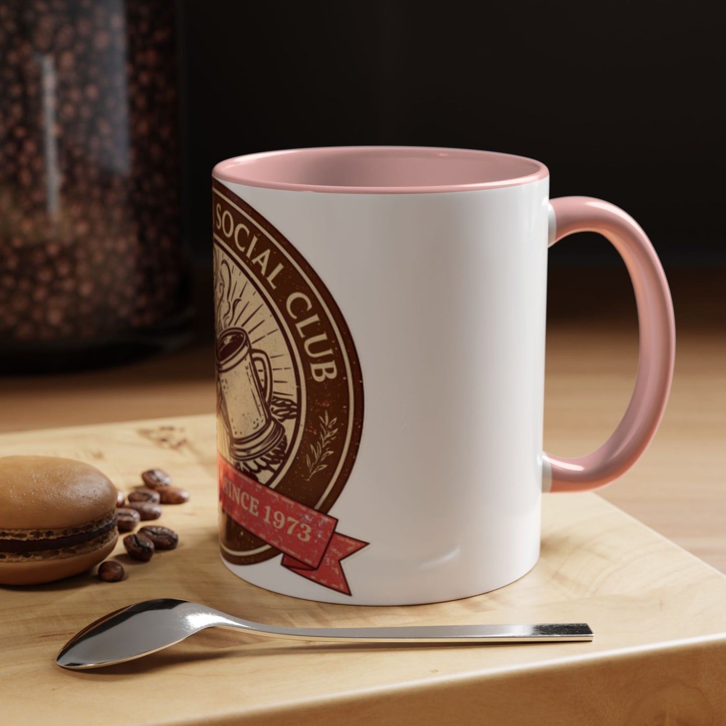 Hot Cocoa Social Club Accent Mug | Vintage Holiday Coffee Cup (11oz & 15oz, Multiple Colors)