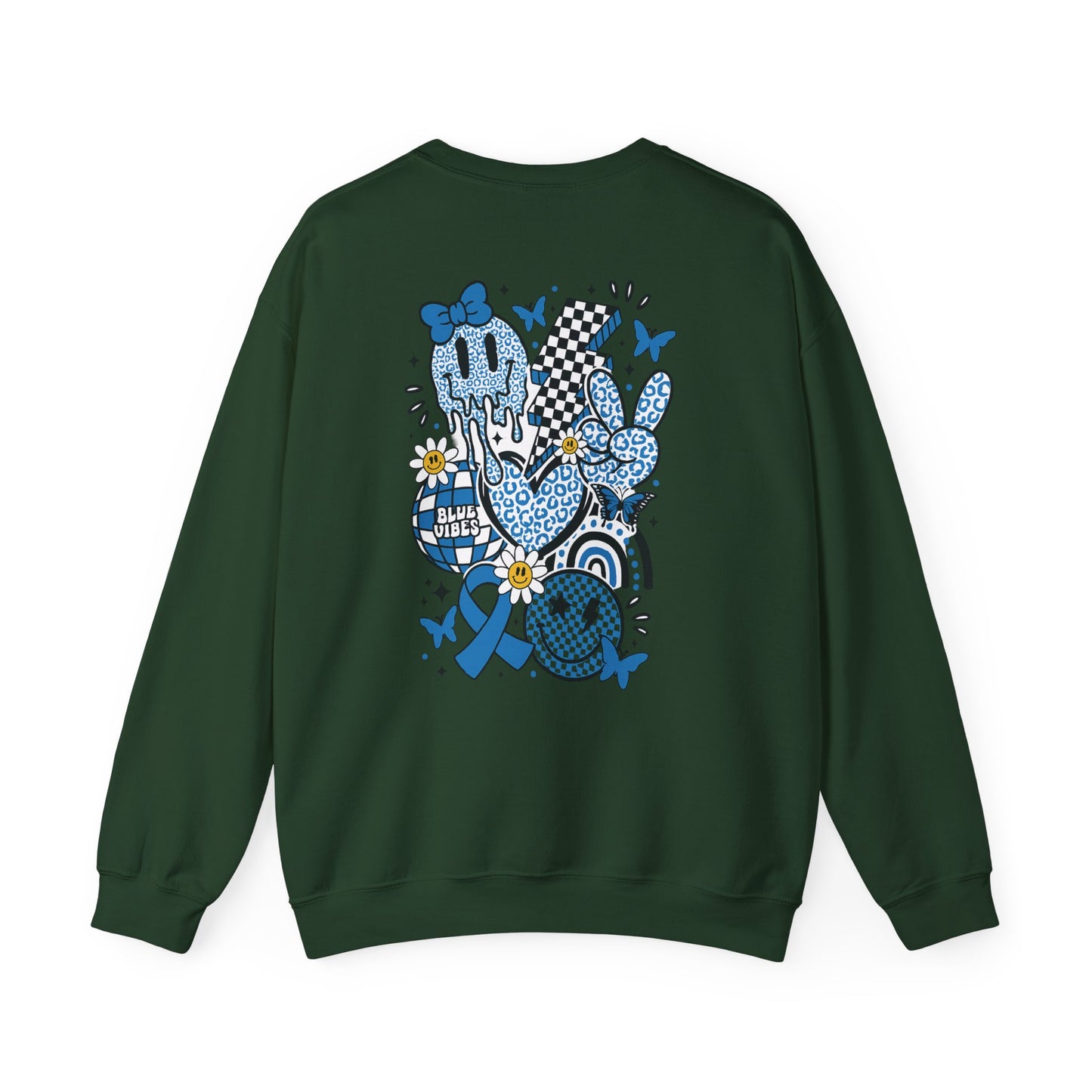 Diabetes Awareness Crewneck Sweatshirt | Blue Ribbon Graffiti Design (9 Colors)