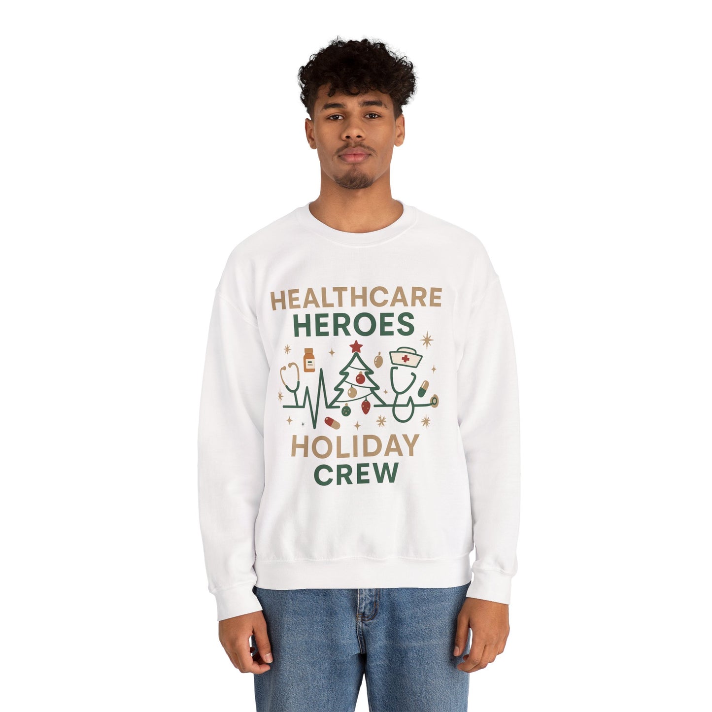 Healthcare Heroes Holiday Crewneck Sweatshirt | Nurse & Medical Staff Christmas Sweater (10 Colors)