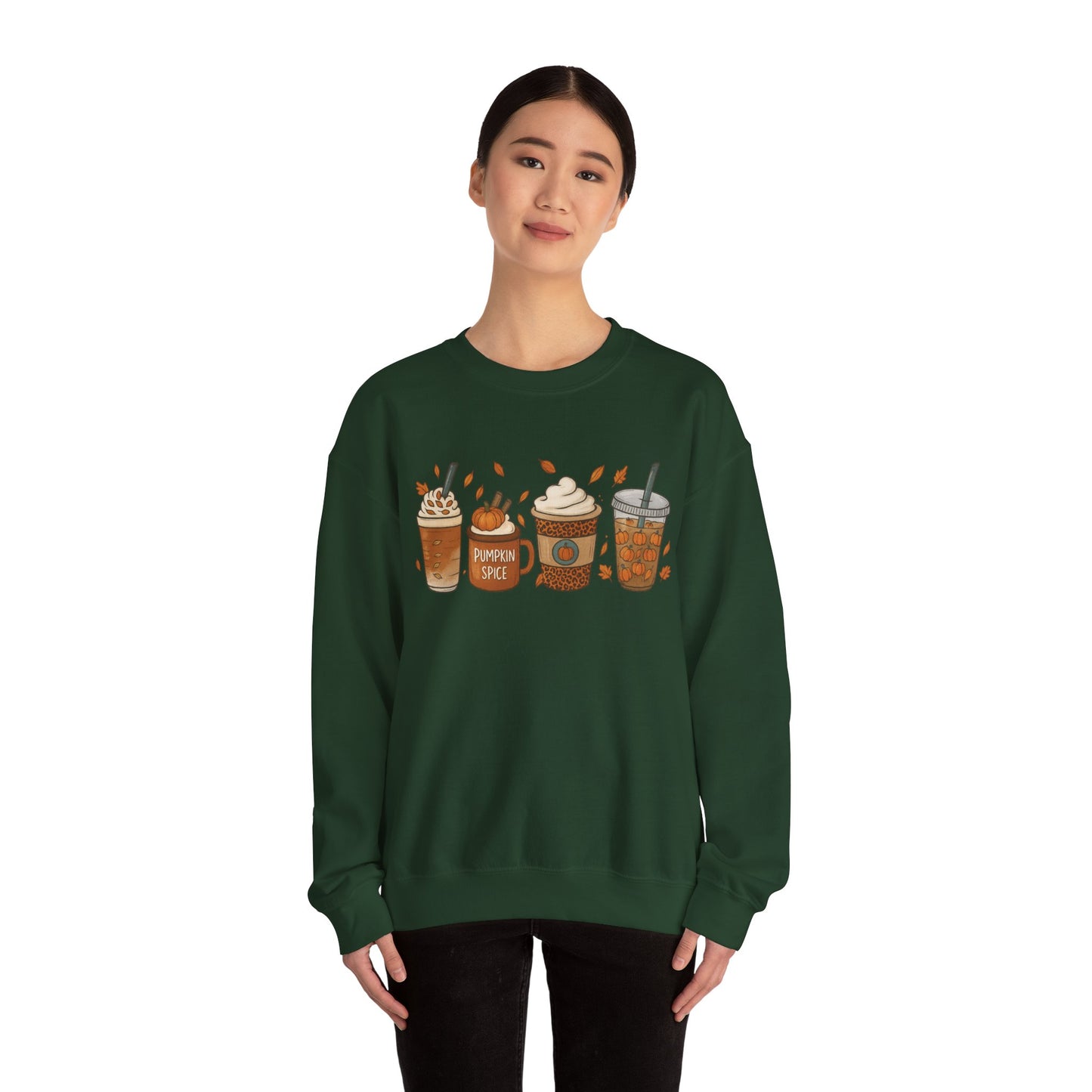 Pumpkin Spice Crewneck Sweatshirt – Cozy Fall Coffee Lover Pullover (10 Colors)