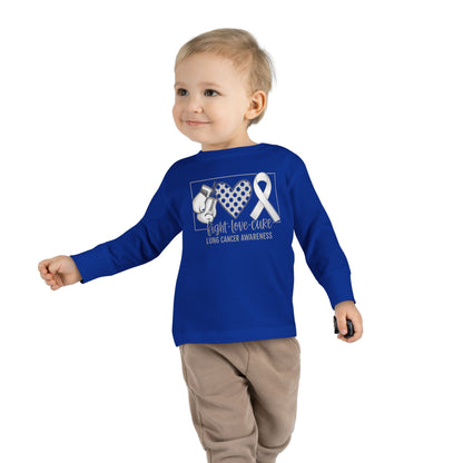 Fight Love Cure Lung Cancer Awareness Toddler Long Sleeve Shirt | Kids Support Tee