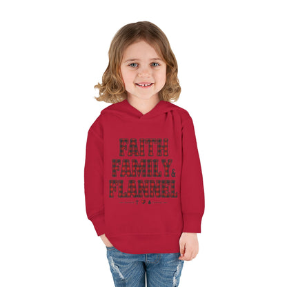 Faith, Family & Flannel Toddler Hoodie | Cozy Christian Fall & Holiday Sweatshirt (15 Colors)