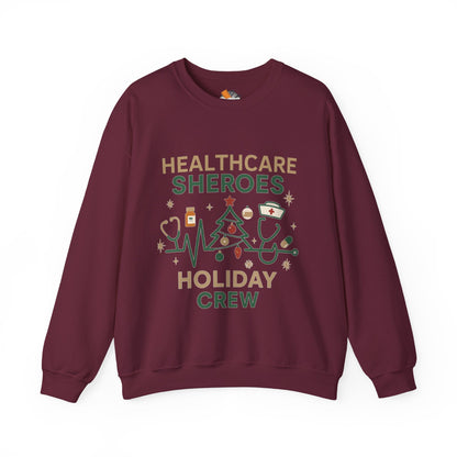 Healthcare Sheroes Holiday Crewneck Sweatshirt | Christmas Nurse & Medical Staff Gift (10 Colors)