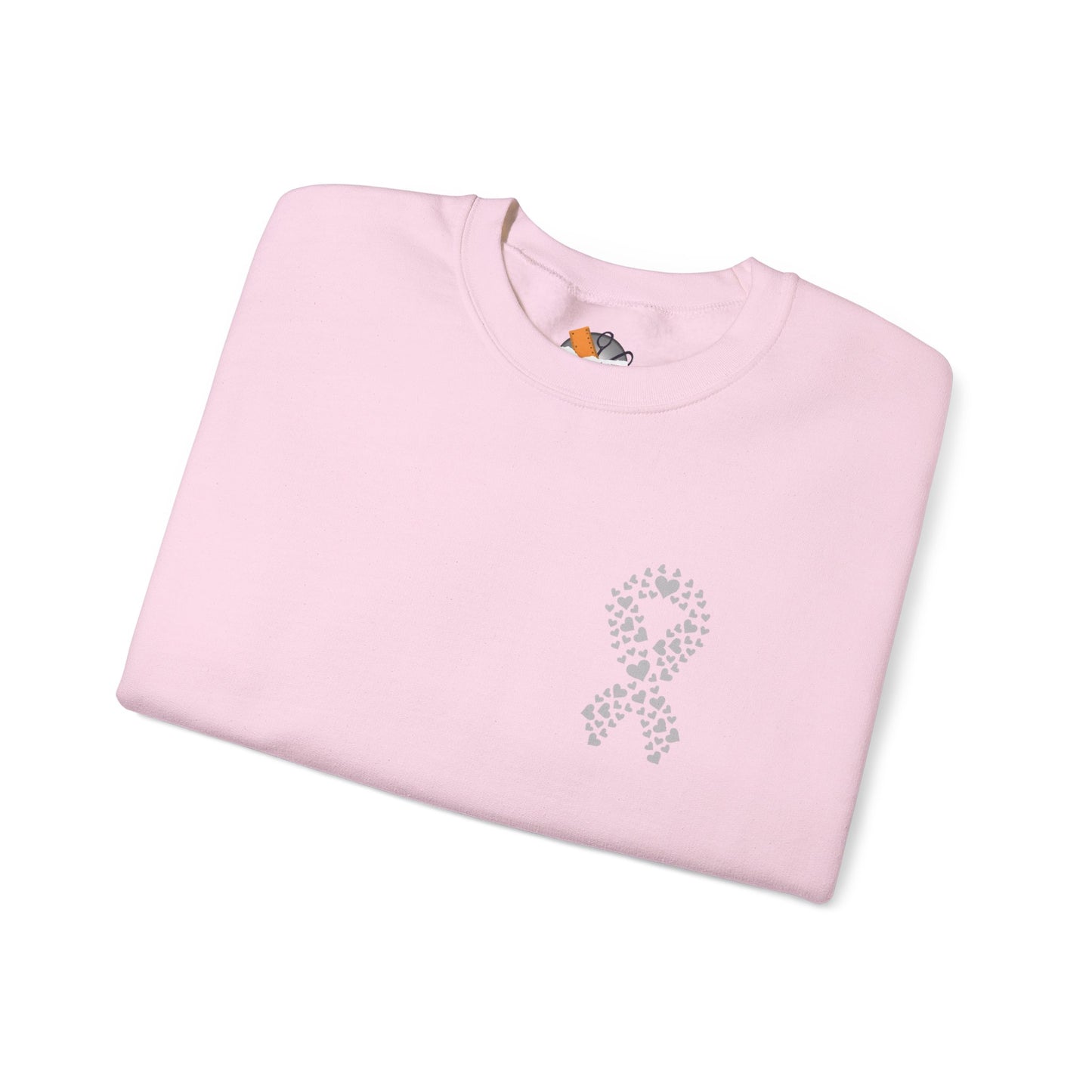 Lung Cancer Awareness Heart Ribbon Crewneck Sweatshirt – Support & Strength Sweater (8 Color Options)